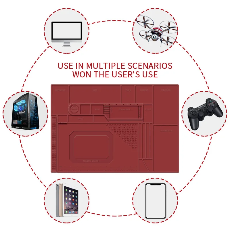 

TE-702 380*550mm Magnetic Mat Silicone Repair Mat for Cell Phone Laptop PCB Board Repair Soldering Mat