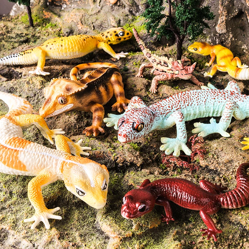 Oenux Simulation lézard sauvage Gecko caméléon animaux modèle amphibiens Reptile figurines d'action décoration enfants éducation cadeau jouet