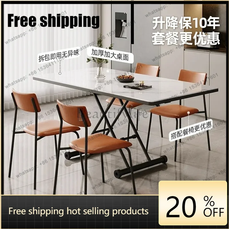 Ultra-thin folding dining table rectangular dormitory elderly eating coffee table lifted study office book portable table Factor
