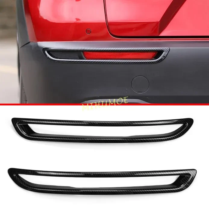 For Mazda CX30 CX-30 2020-2022 Carbon Fiber Car Rear Bumper Reflector Fog Lights Cover Trims