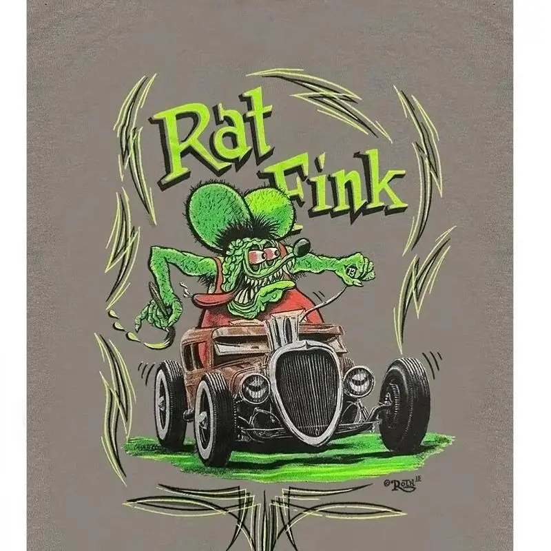 Mens Ed Big Daddy Roth Rat Fink Pinstripe Hot Rod Gray Cotton T-Shirt M-3XL RFG2