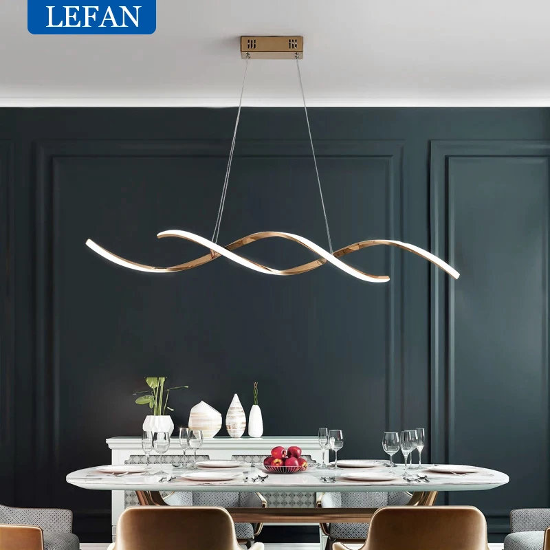 Modern Nordic LED Pendant Lighting, Chrome & Gold Plated Dimmable RC Chandelier for Dining Room & Kitchen