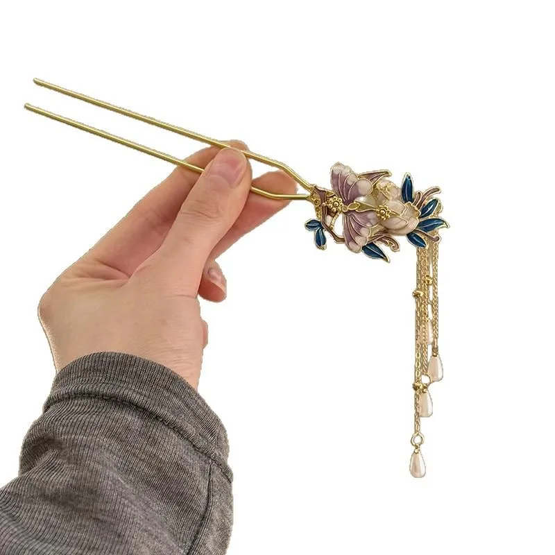 قطعة واحدة من دبوس الشعر المينا على شكل فراشة للنساء - إكسسوار شعر Bu Yao عالي الجودة لـ Hanfu #2