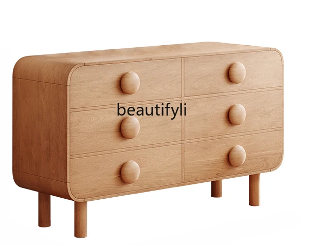 

Silk Style Solid Wood Sideboard Living Room Wall-Mounted Chest of Drawers Storage Log Style Locker