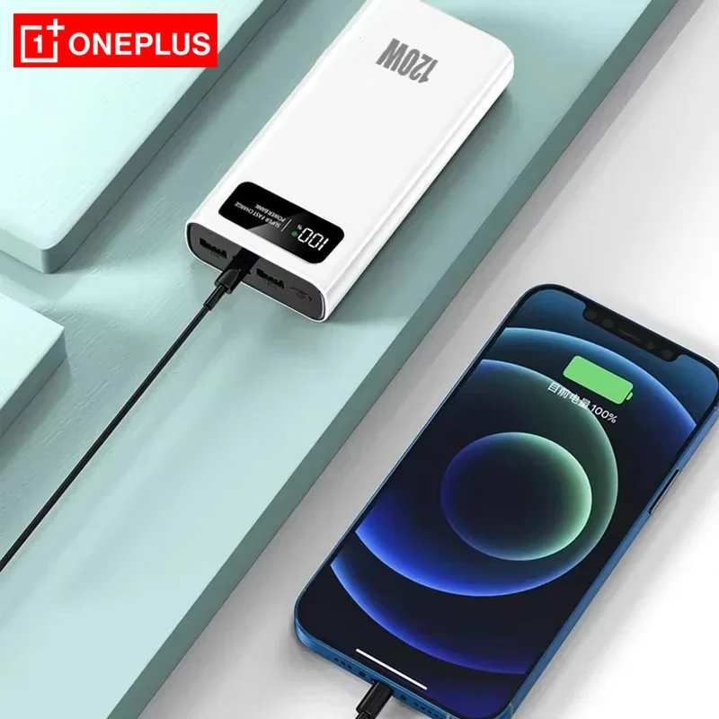 OnePlus 200000mAh LED Digital Display Power Bank High Capacity 120W Super Fast Charging Portable External Battery For IPhone NEW