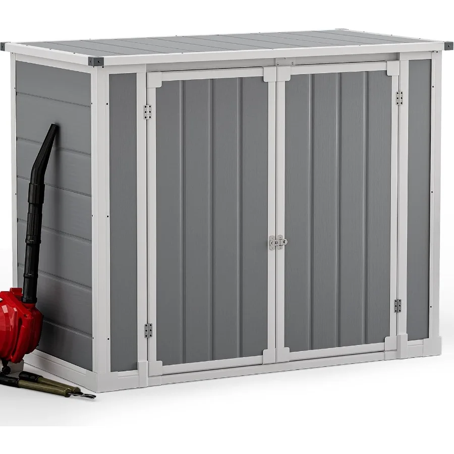 

41Cu.Ft Outdoor Storage Shed Without Shelf 4.7x2.5 FT Horizontal Resin Tool Shed with Hydraulic Gas Rod and 3 Locks for Garden