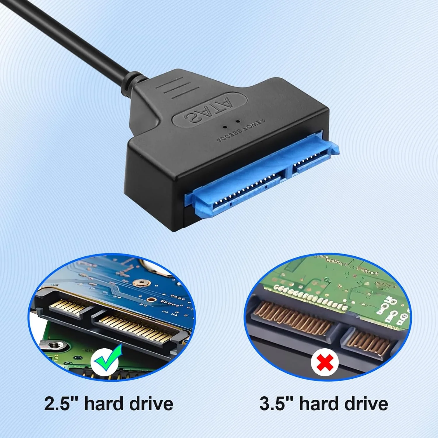 USB 3.0 to SATA Cable, USB to SATA III Hard Drive Adapter Compatible for 2.5