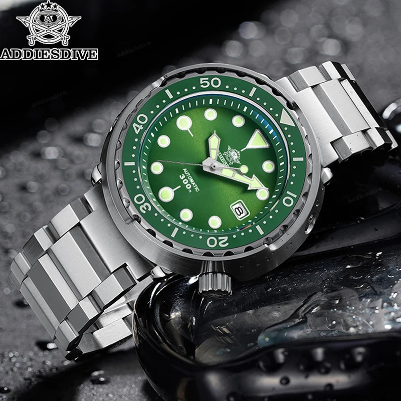 Часы для дайвинга ADDIESDIVE 300m NH35A, водонепроницаемые, с сапфировым стеклом, японский автоматический механизм, светящиеся стрелки C3, 41 мм, роскошные мужские механические часы