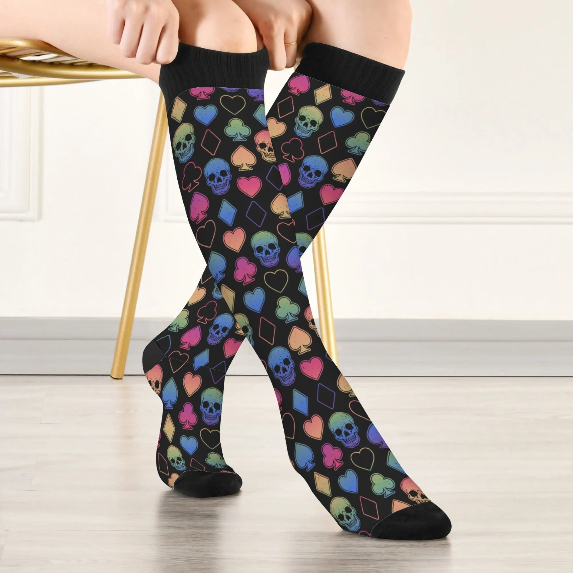 

Чулки в стиле ретро с черепом и покером, новинка, забавные мужские носки Happy, удобные дышащие нескользящие носки унисекс в стиле хип-хоп