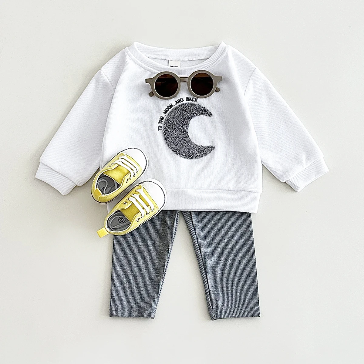 New Spring Autumn Newborn Baby Clothing Plush Sun/Moon Long Sleeve Top+Pants Cotton Infant Toddler 0-3Y Baby Boys Girls Clothes