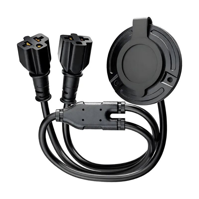 A55T 20A RV Shore Power Inlet With Dual 5-In-1 T-Blade Adapters, 12AWG Cord, Waterproof AC Port& US Plug