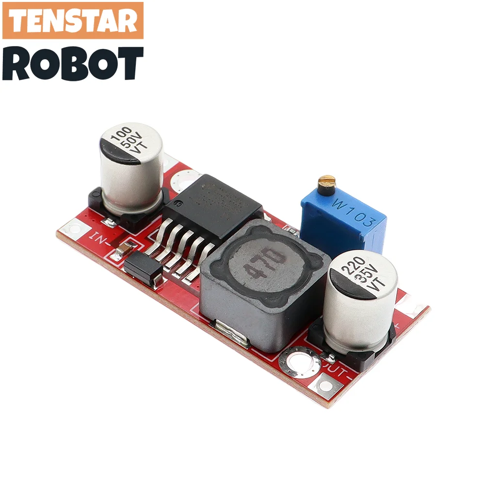 TENSTAR 4pcs LM2596 Power Converter Step Down Module Red Board DC-DC 1.5V-35V Adjustable Power Supply 3.3V/5V/12V LM2596S-ADJ