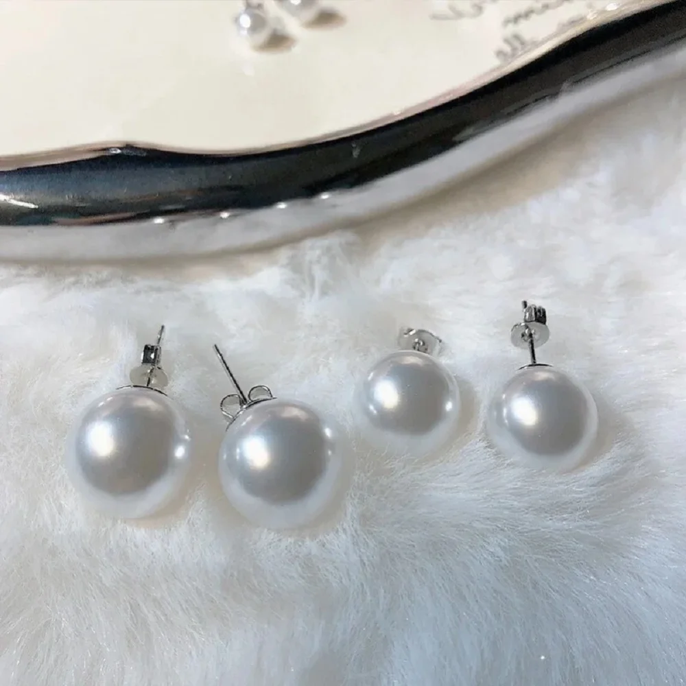 Beautiful Pearl Earrings AAAAA 11-12mm 12-13mm Natural Round South  Sea White Pearl Beads 925s