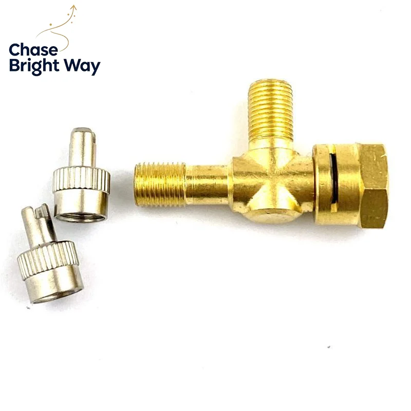 3 Way TPMS Valve Heavy Duty Construction Solid Copper Tire Pressure Gauge Connector Universal Tire Accessory for Daily Use