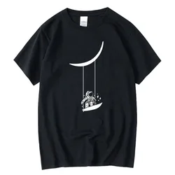 Men's T-shirt Cotton Blend Short Sleeve Funny Astronaut Print Men T Shirt Casual Summer Loose Tee Shirts Men O-neck Male T-shirt