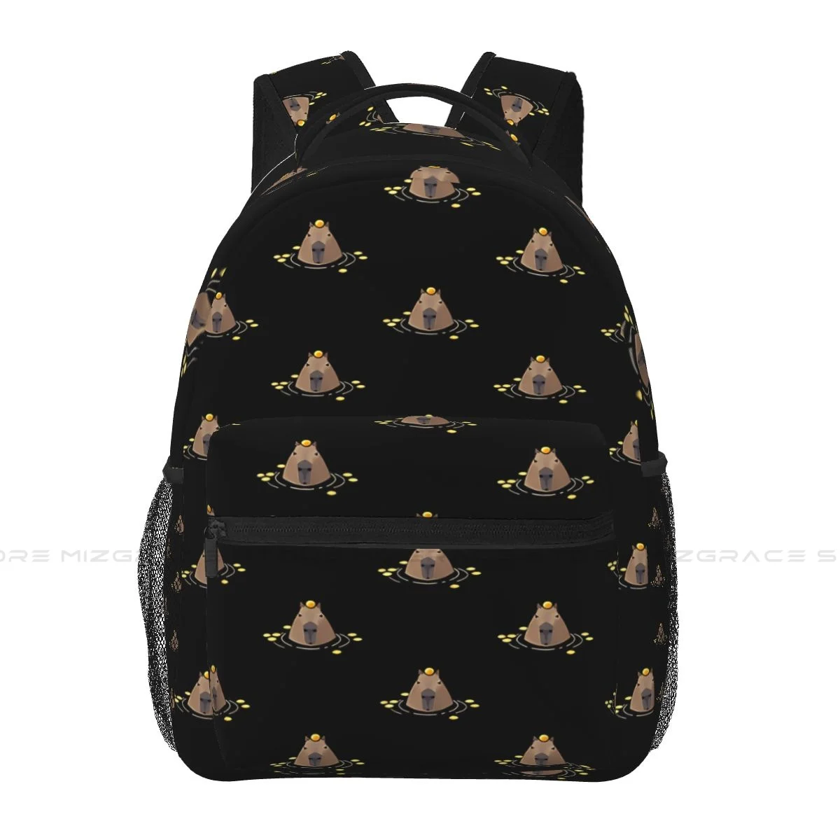 

Capybara In Black Background Casual KnapsackCapybara Guinea Pig Student Books Backpack School Laptop Bag Soft Rucksack