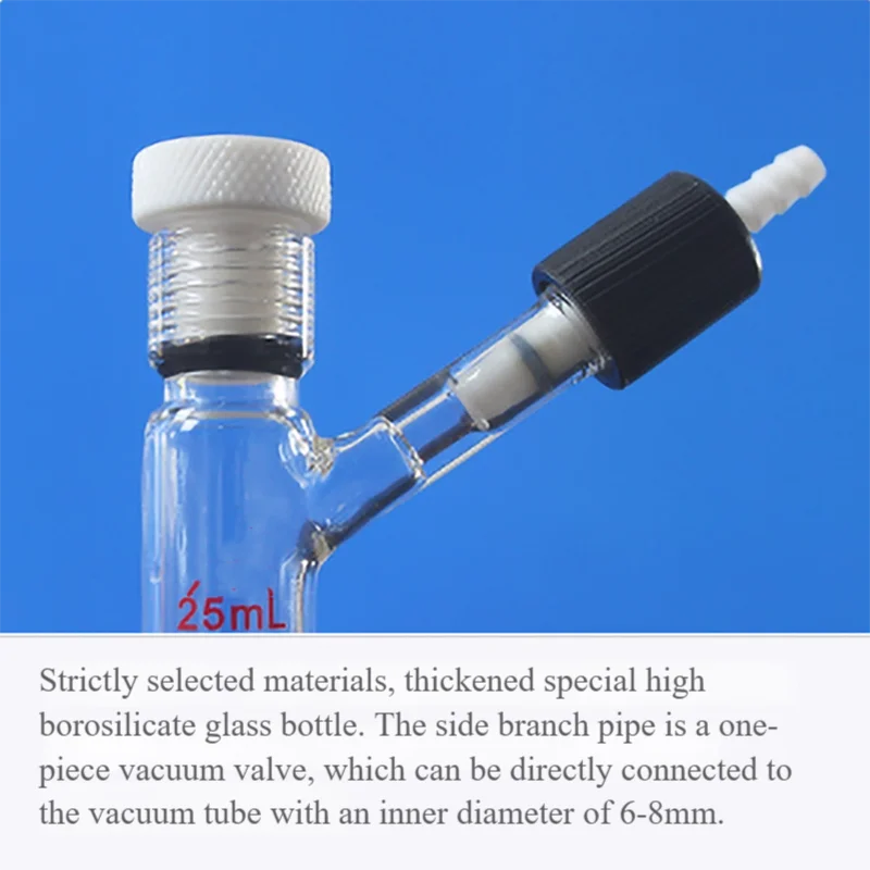 Katup ventilasi tabung tebal tahan tekanan PTFE botol tahan tekanan dengan tutup ulir 15/25/35/50/100ml