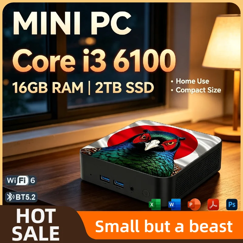 インテル-i3-6100-ミニpc-16gb-ram-2tb-nvme-ssd-トリプル4k-hdmi-wifi6-高効率冷却-コンパクト-ホームオフィス-ミニコンピューター-ホストコア