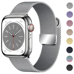 Correa Milanesa De Metal para Apple Watch, pulsera magnética de 49mm, 45mm, 44mm, 42mm, 41mm, 40mm, 38mm, iWatch Ultra 8, 7, 6, 5, 4, 3, SE