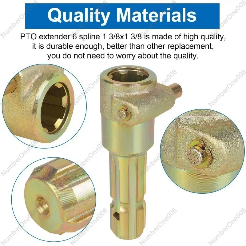 محول توسيع PTO جديد مطور 1-3/8 بوصة و6 شرائح من الداخل، 1-3/8 بوصة و6 شرائح خارجية #3