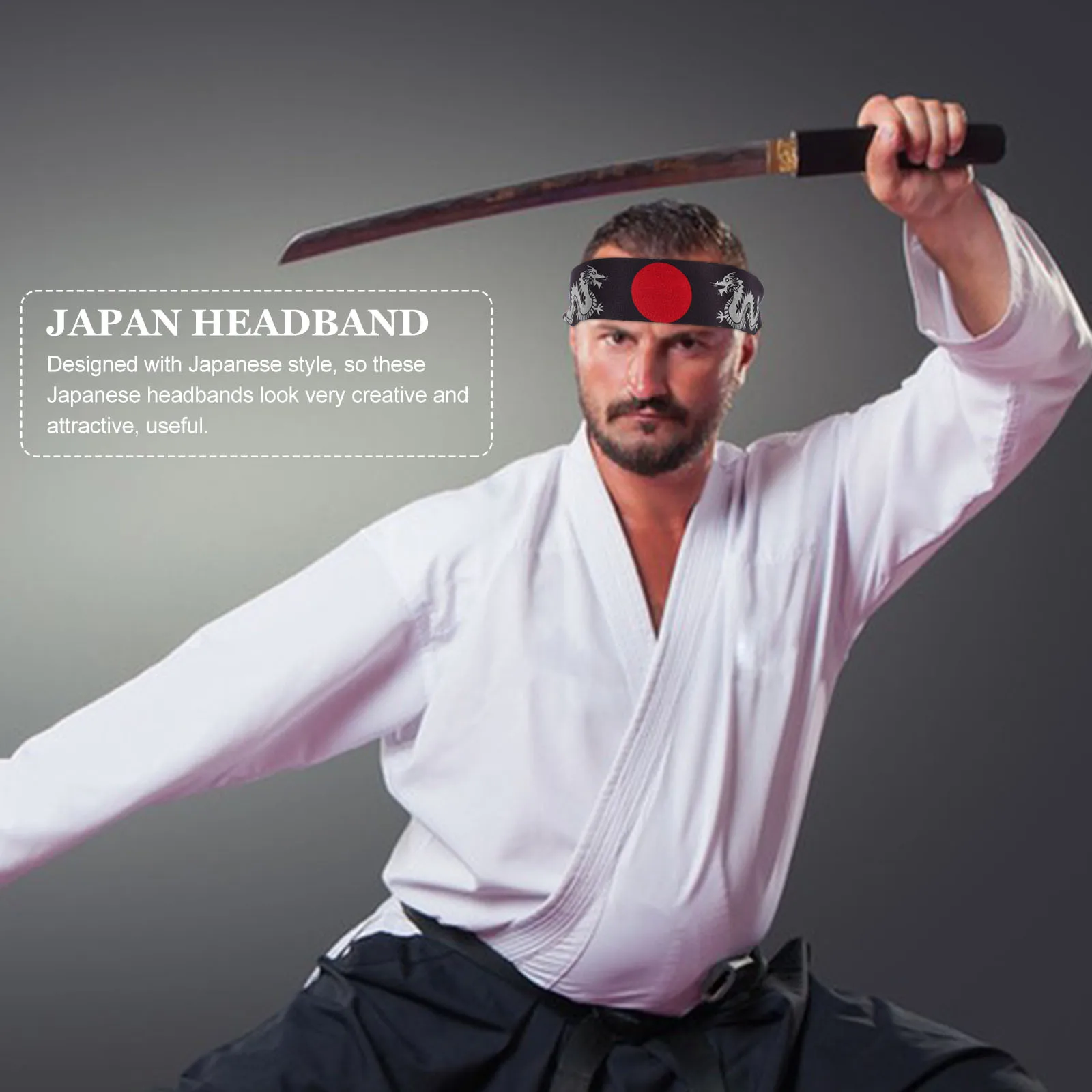 

2Pcs Sports Headband Japanese Style Breathable Running Yoga Workout Wide Head Band Chef Accessory Fitness