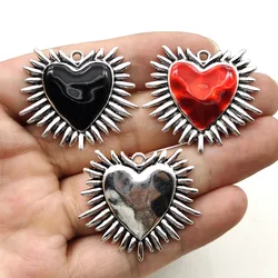 5PCS Retro Gothic Zinc Alloy Sacred Heart Drip Oil Pendant Angel Love DIY Earrings Necklace Accessories ef4973