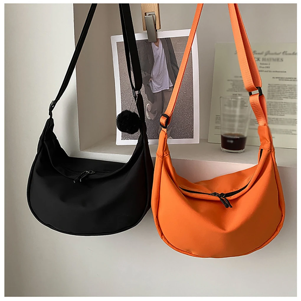 Casual Nylon Chest Hobo Crossbody Bag Solid Color Women’s Bag Waist Half Moon Belt Bag Fanny Pack Shoulder Bags Tote