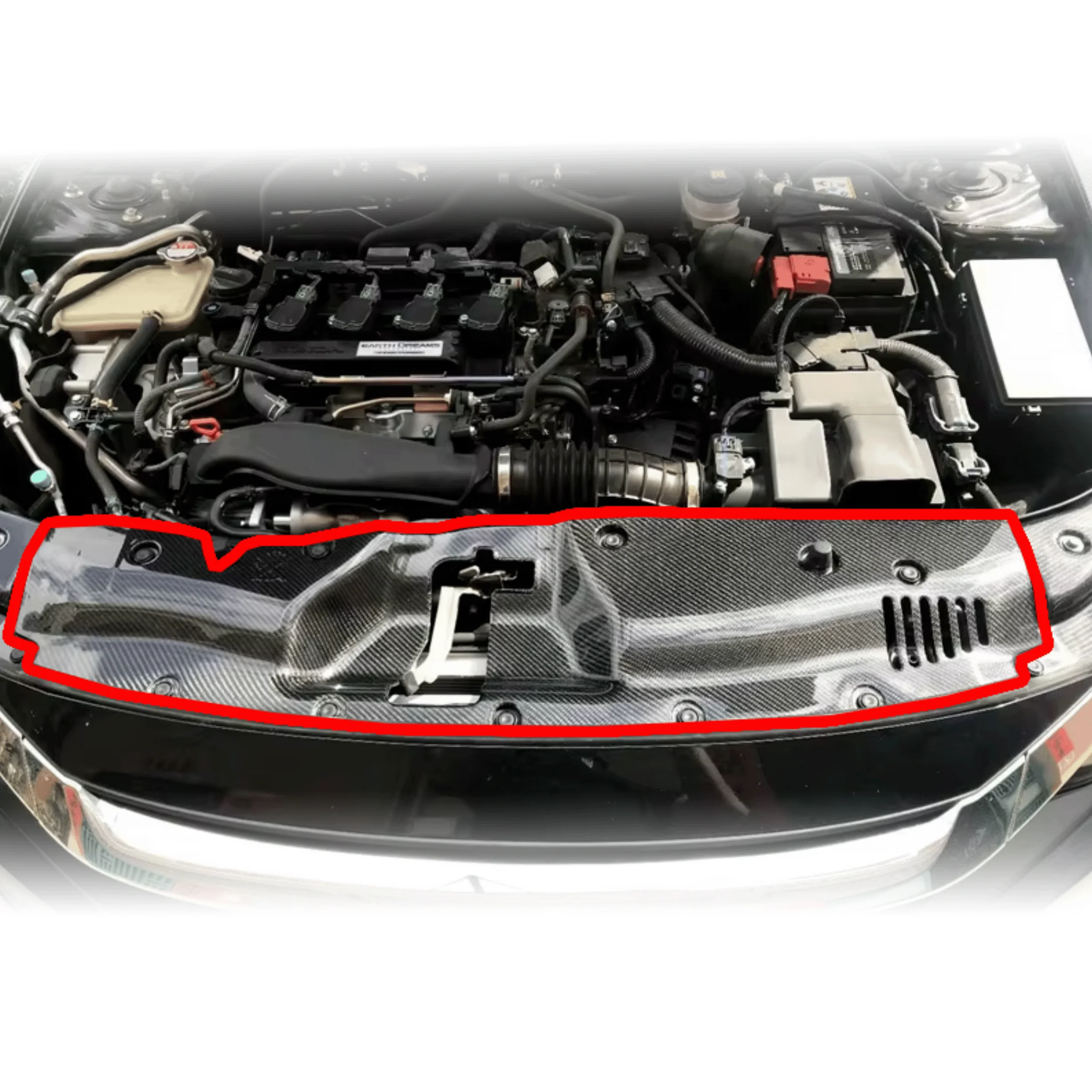 

Applicable toFor 17 Onwards Civic FK7 Carbon Fiber Car Parts Engine Bay Front Cooling Panel