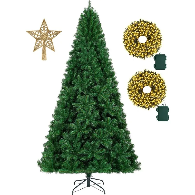 6ft Premium Artificial Holiday Christmas Tree w/ 1005 Branch Tips1pcs Tree top Star 200 Led Battery Operated String Lights