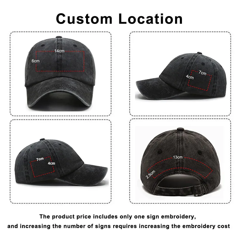 Custom Logo Washed Cotton Baseball Cap Personalized Embroidery Men\'S Women Dad Hat Monogram Team Party Gorras