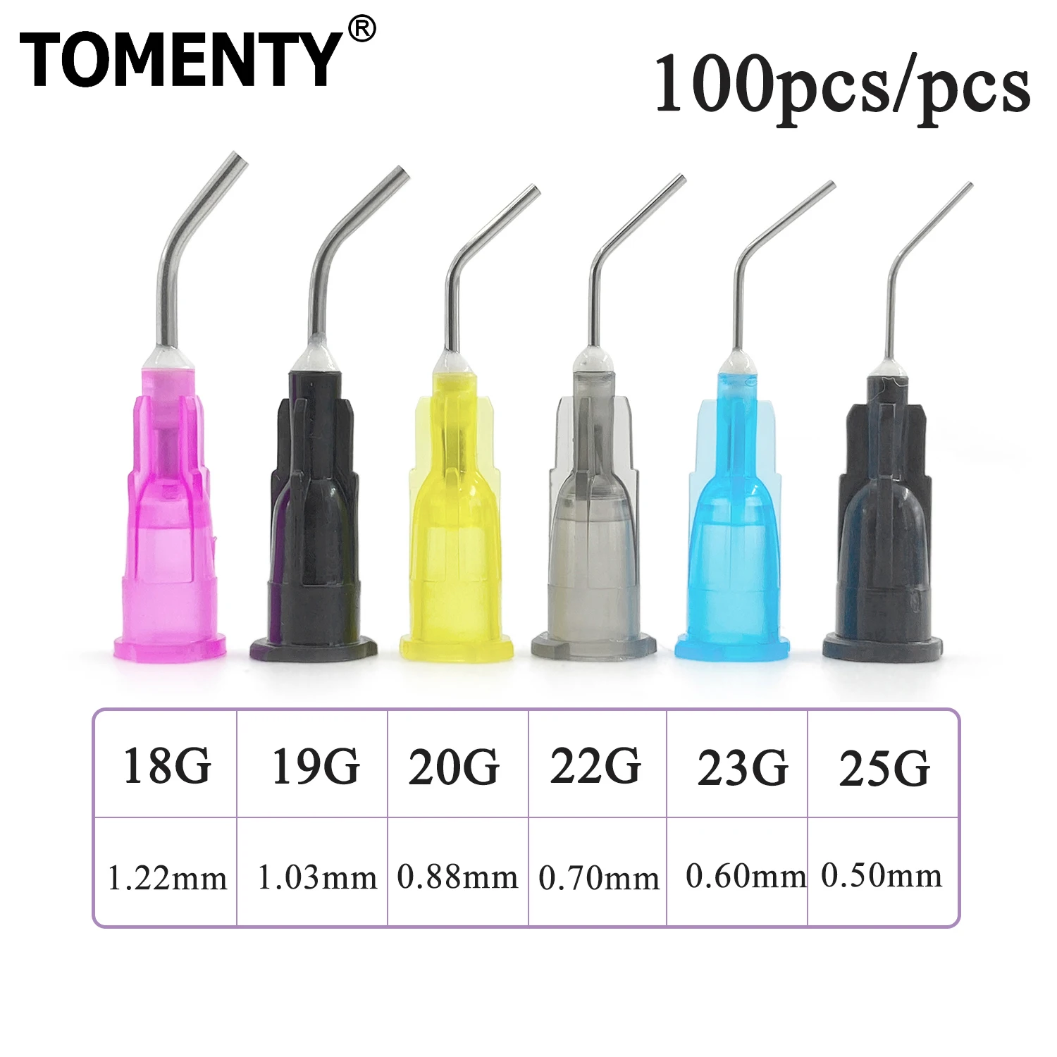 

100Pcs Composite Resin Syringe Tips Irrigation Bent Needle Tips Dental Flow Sealant Etchant Acid Reagent Delievery Syringe Tips