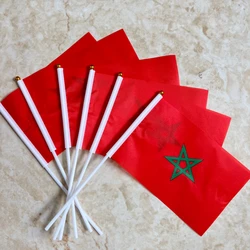 14 * 21cm Moroccan hand-held plastic stick flag outdoor celebration event Moroccan small-sized flag