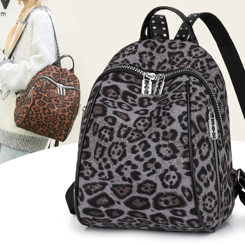 Nuevo bolso de hombro de nailon con estampado de leopardo para mujer a la moda, mochila, bolso, mochilas para mujer, bolso ita, bolsos para mujer, рюкзак