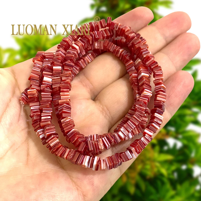 Coral Red 3x4mm Flat Spacer Beads Nepal Style Glass Glazed Lampwork Natural Stone for Jewelry Making Diy Bracelet Accessories
