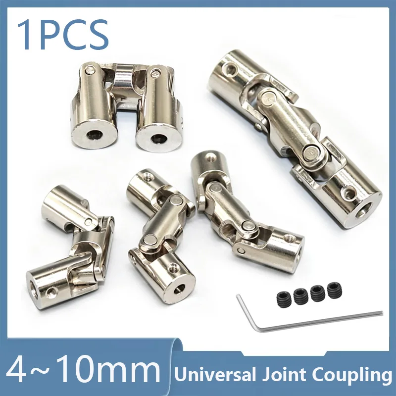 Boat Car Shaft Coupler 4/5/6/8/10mm Three-section Universal Joint Coupling Motor Connector with M3/M4 Screw Metal Cardan Joint
