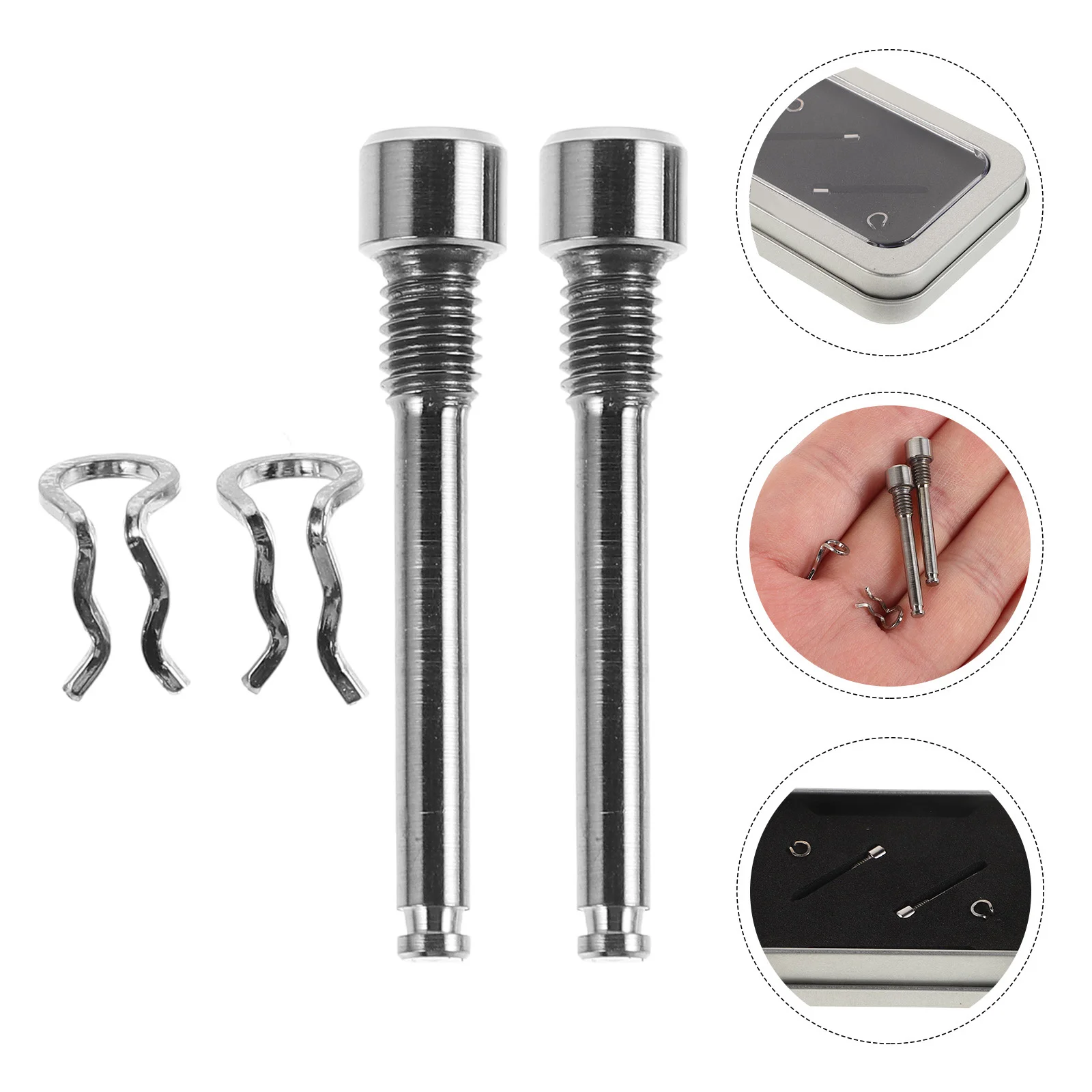 

4Pcs Titanium Alloy Brake Pad Pin Parts Kit for Mountain Bike Disc Brake System - Snap Ring Retainer Pins with Threaded Fixing