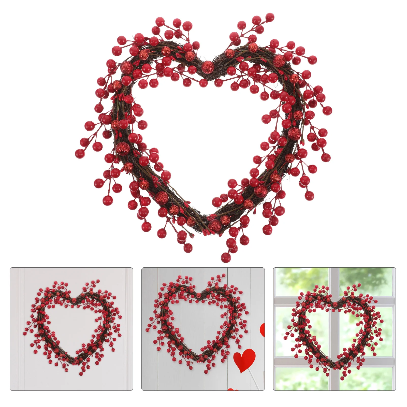 

Valentine's Day Decorative Garland Home Window Wreath Hanging Berry Xmas Tree for Front Door Red Christmas