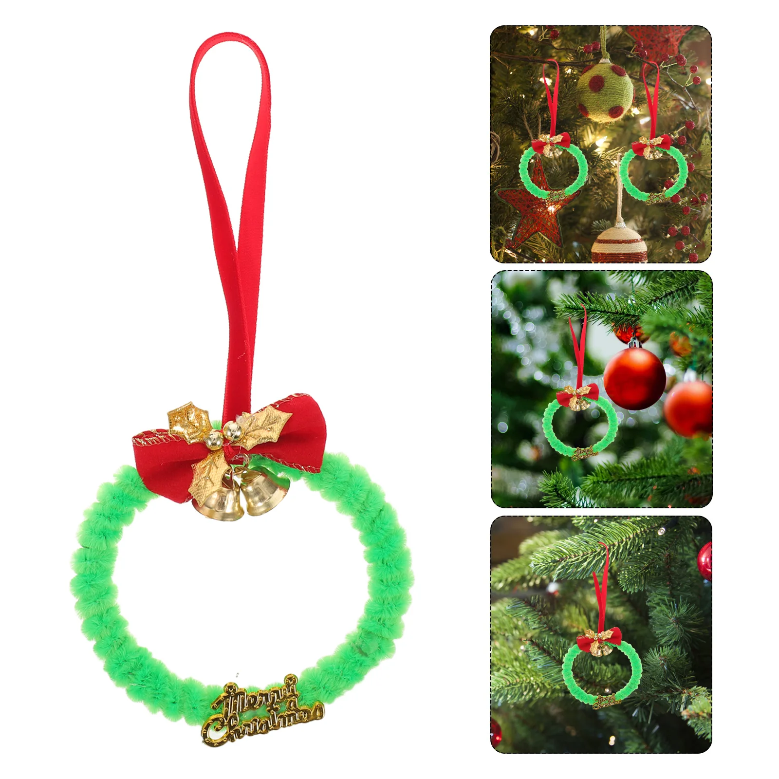 

12Pcs Mini Christmas Wreaths Tree Hanging Ornaments Holiday Season Decoration Artificial Greenery Wall Wreaths for Cabinets