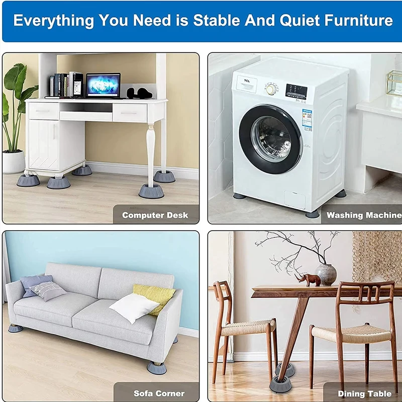 4 سجادات قدم للغسالة، سجادات مضادة للانزلاق ممتصة للصدمات، ثلاجة عالمية مقاومة للاهتراء من السيليكون #5