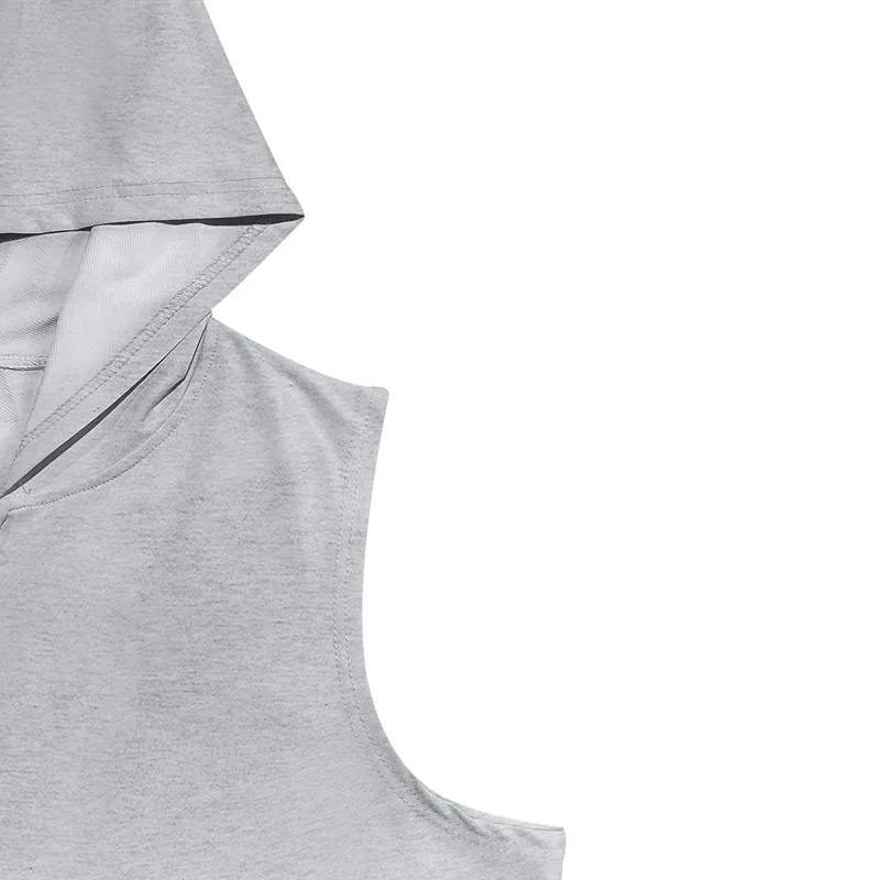 American Summer Neue Kapuzenweste für Herren, Sport, Fitness, Training, Reißverschluss, Strickjacke, ärmellose Weste – Detail 18