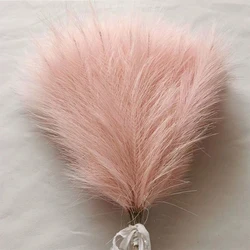 100PCS Fluffy Pampas Grass Boho Pink Artificial Flower Decor Fake Plant Reed Simulated Party Wedding Home Pampas Grass Flowers