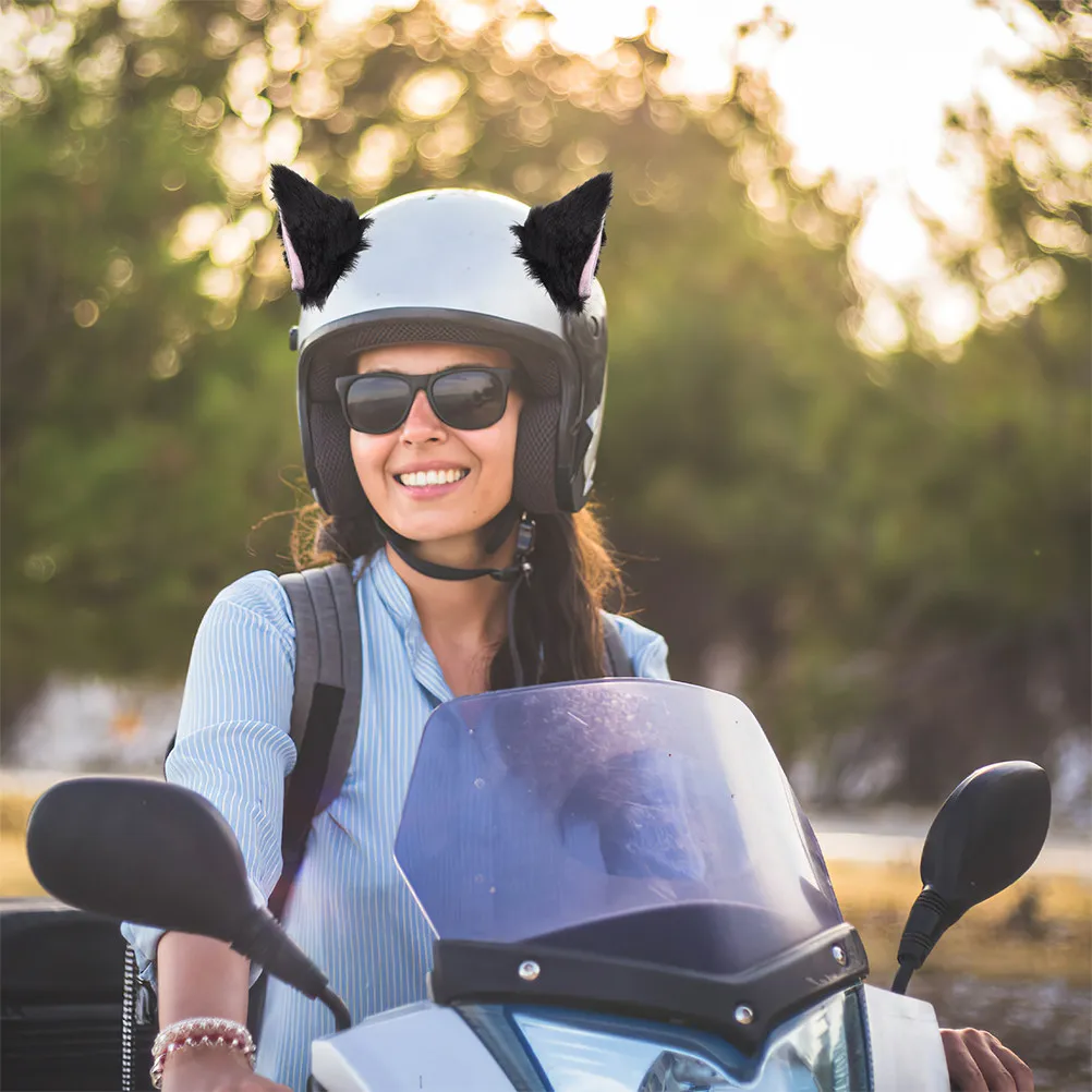 

2Pairs Cat Ears Decorations Soft Durable Material Easy Install Detachable Motorcycle Horn Accessories