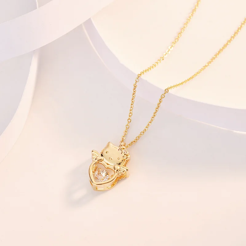 Sanrio KT Cat Necklace Cartoon Figure Kawaii Hello Kitty Niche Design Sweater Chain Alloy Peripherals Accessories Jewelry Gifts