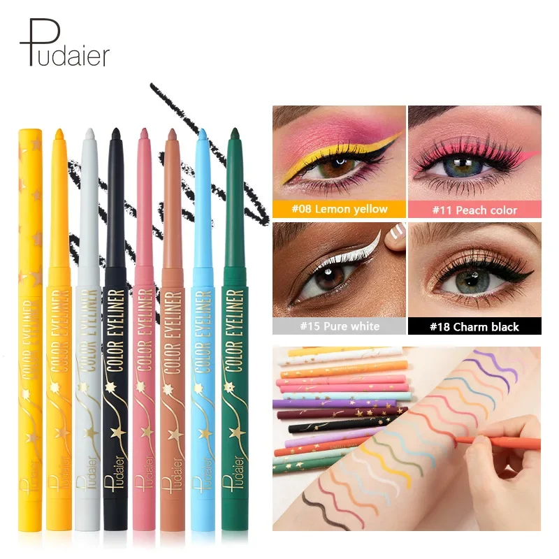 Pudaier 18 Kleur Precieze Microfine Extreme Dimensie Eyeliner Gel Potlood Vegen Zweetbestendig Langdurige Eyleliner Pen Make-Up