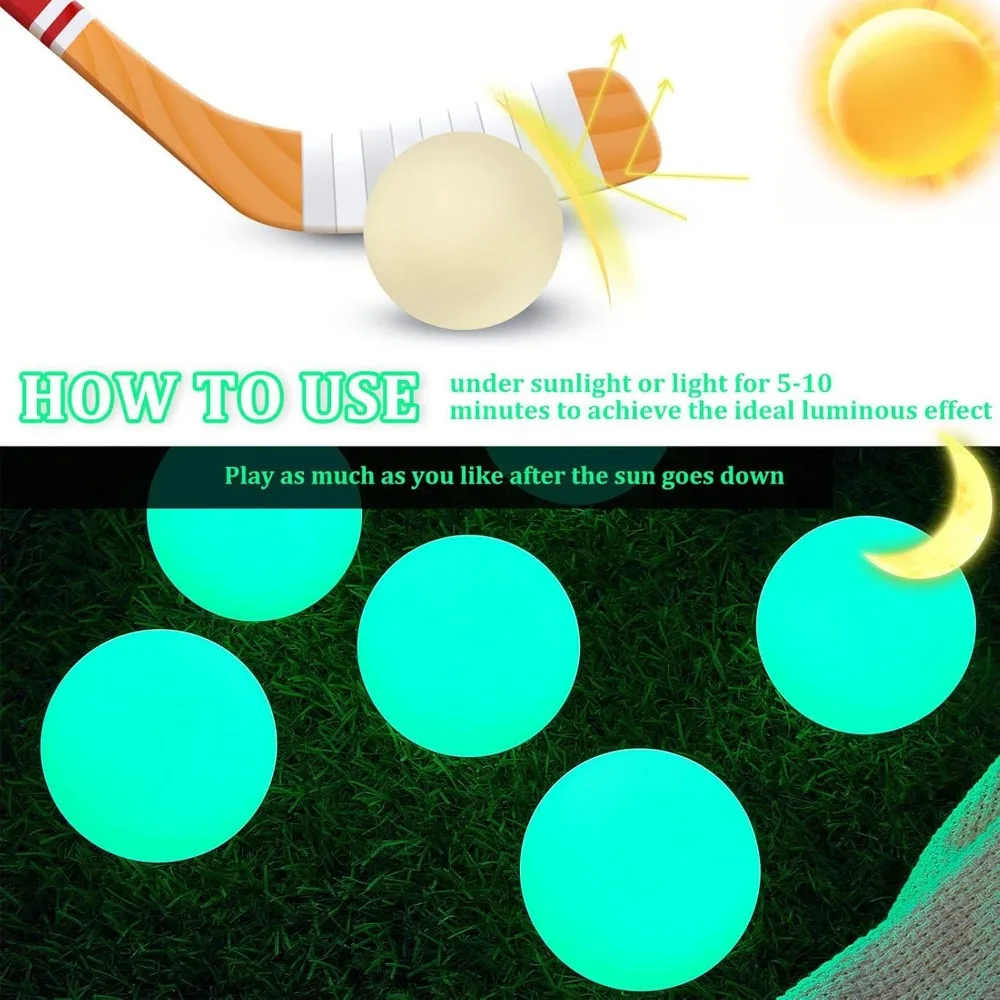 6PCS Compact High Visibility Hockey Balls Hollow 6.5cm Hockey Practice Balls PVC Glow Hockey Balls Outdoor Play