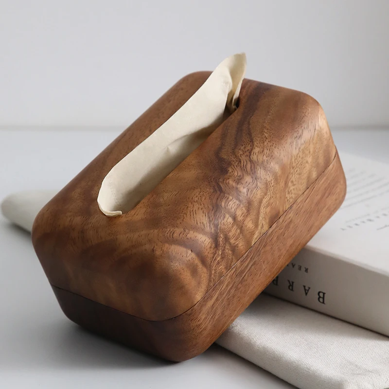 

Walnut Wood Tissue Box Minimalist Solid Wood Napkin Dispenser for Living Room Elegant Coffee Table Organizer Home Napkin Holder