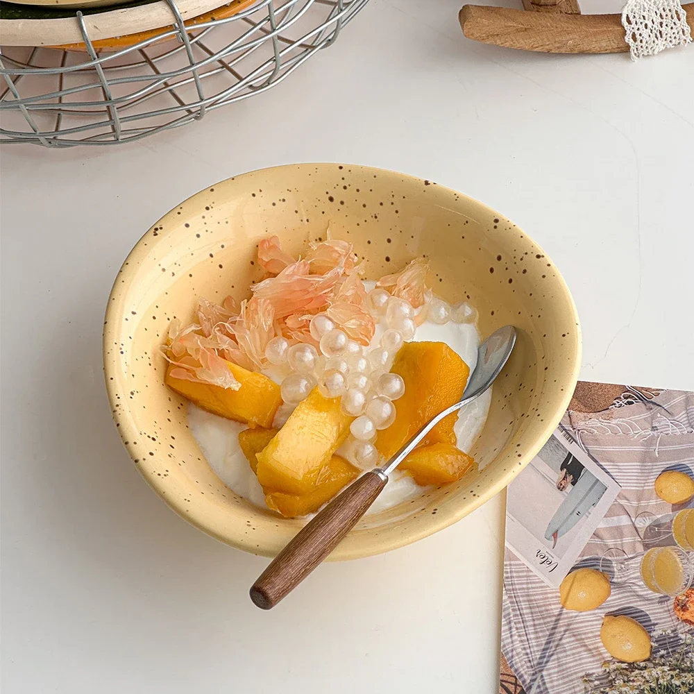 Splash Ink Porcelain Bowl Korean Ins Delicate Ceramic Food Container Dessert Yogurt Fruit Salad Milk Oats Bowls Kitchen Supplies
