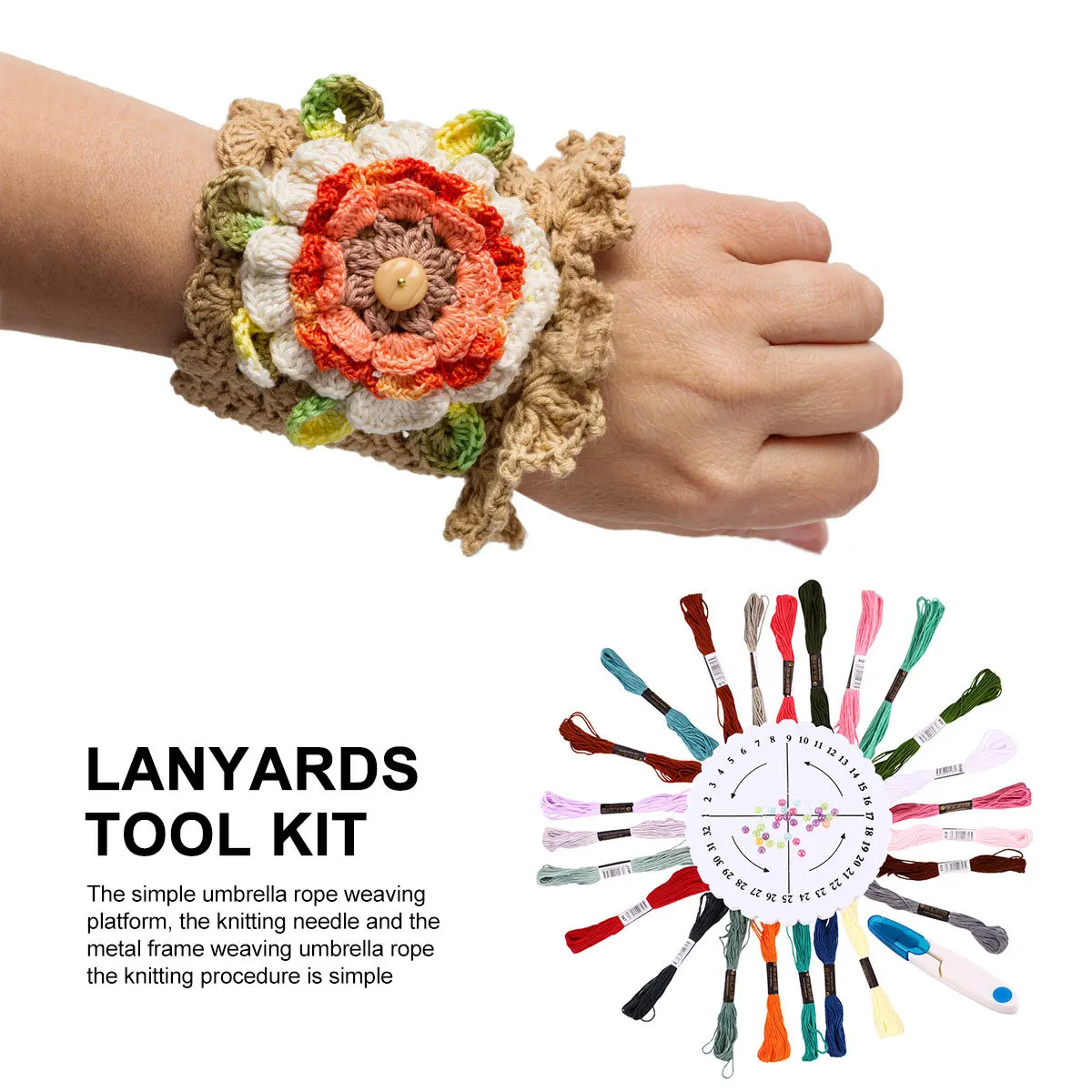 

1Set Round Lanyards Bracelet Maker Kit Knitting Needle Loom 6 Strands 8m Embroidery Thread DIY Colorful Bracelet Weaving Craft