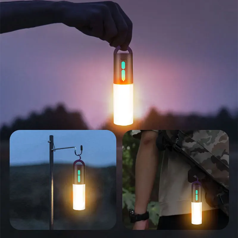 4 in 1 Camping Light with String Lights 6 Light Modes Camping Lantern LED Flashlight Emergency Night Lamp Waterproof Camp Lamps