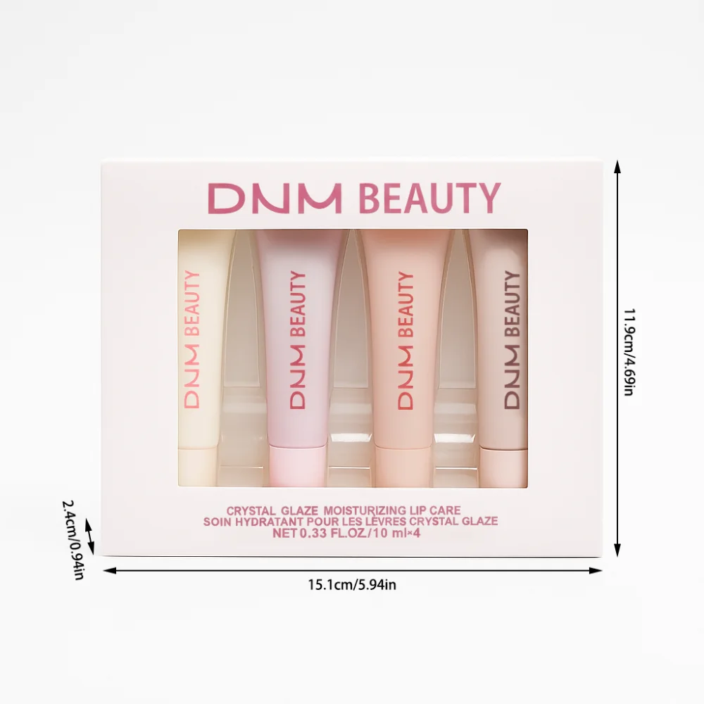 4 STKS Hydraterende Spiegel Lipgloss set Lip Vanille Roze Suiker Koffie Cake Geur Lippenstift Transparante Olie Make-up kerstcadeau